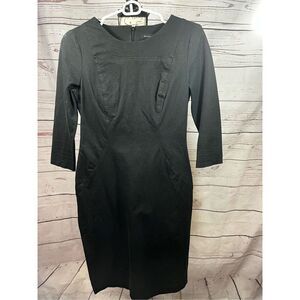 Banana Republic size 4 petite fitting black cotton/rayon dress, 3/4 sleeves (#18
